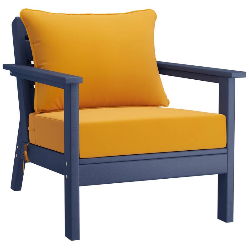 Birchwood All Weather HDPE Outdoor Patio Navy Blue Deep Seating Conversation Set (6-Piece Set)