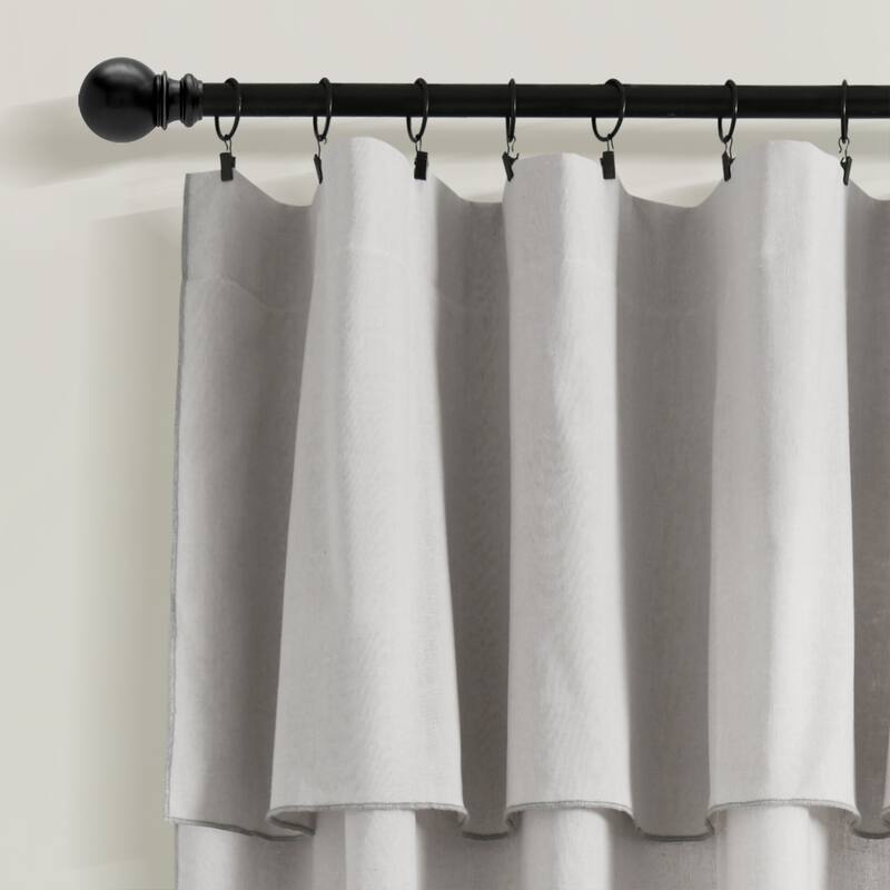 Lush Decor Modern Faux Linen Embroidered Edge With Attached Valance Window Curtain Panels Set