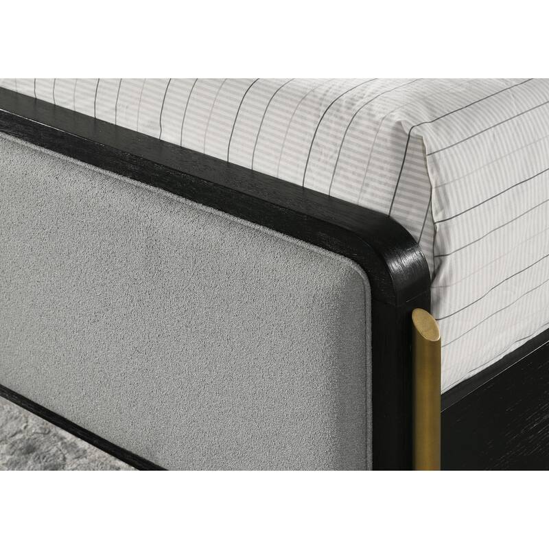 Anser Black and Grey Panel Bed with Metal Leg