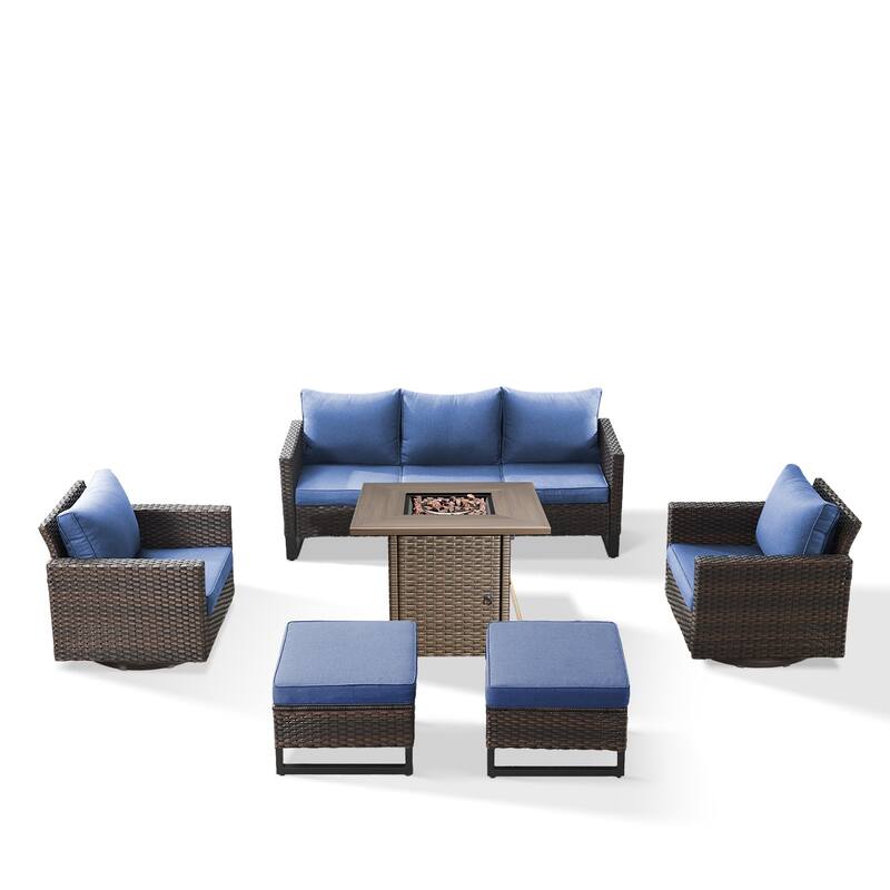 Outdoor Pocassy Sofa Chairs Set with Fire Table