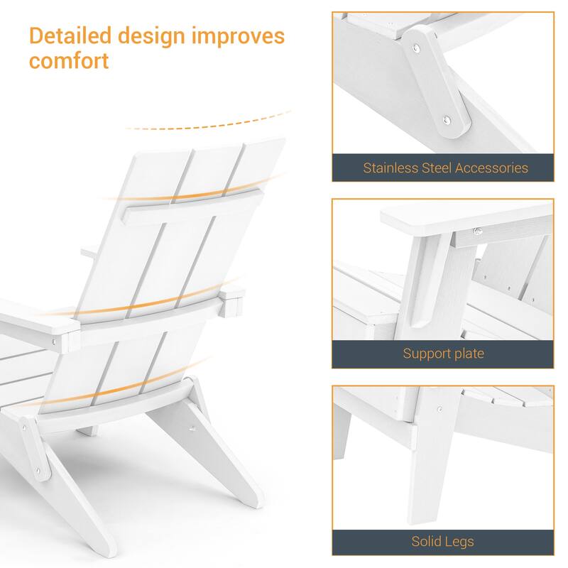 LIVOOSUN Patio Foldable Chair With Armrests,Resin Waterproof-Set of 2