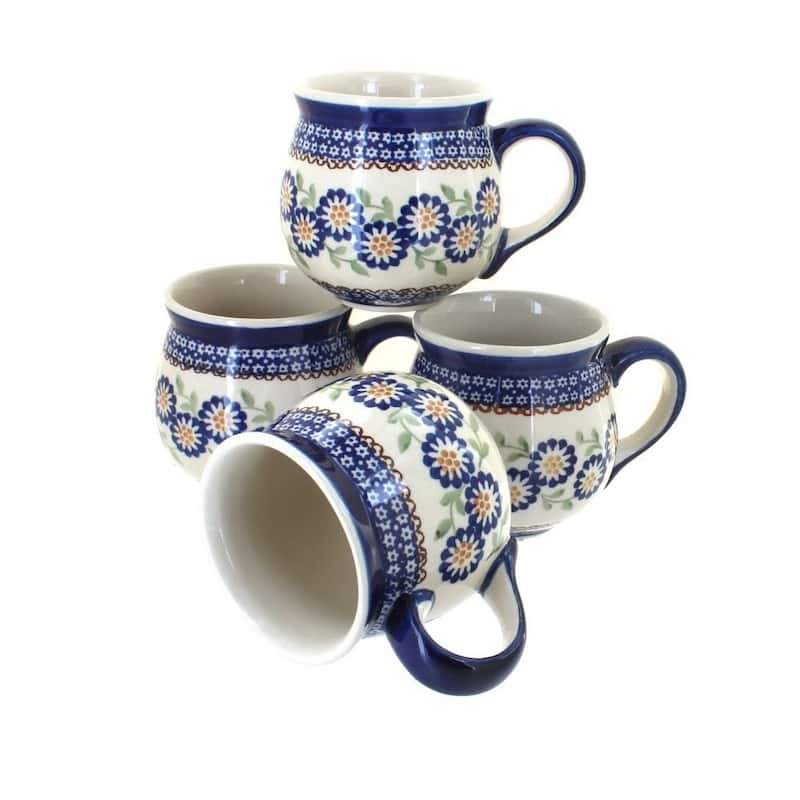 Blue Rose Polish Pottery K090-4 Manufaktura Bubble Mug Set
