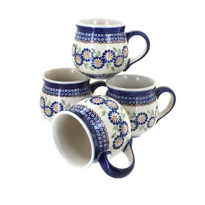 Blue Rose Polish Pottery K090-4 Manufaktura Bubble Mug Set