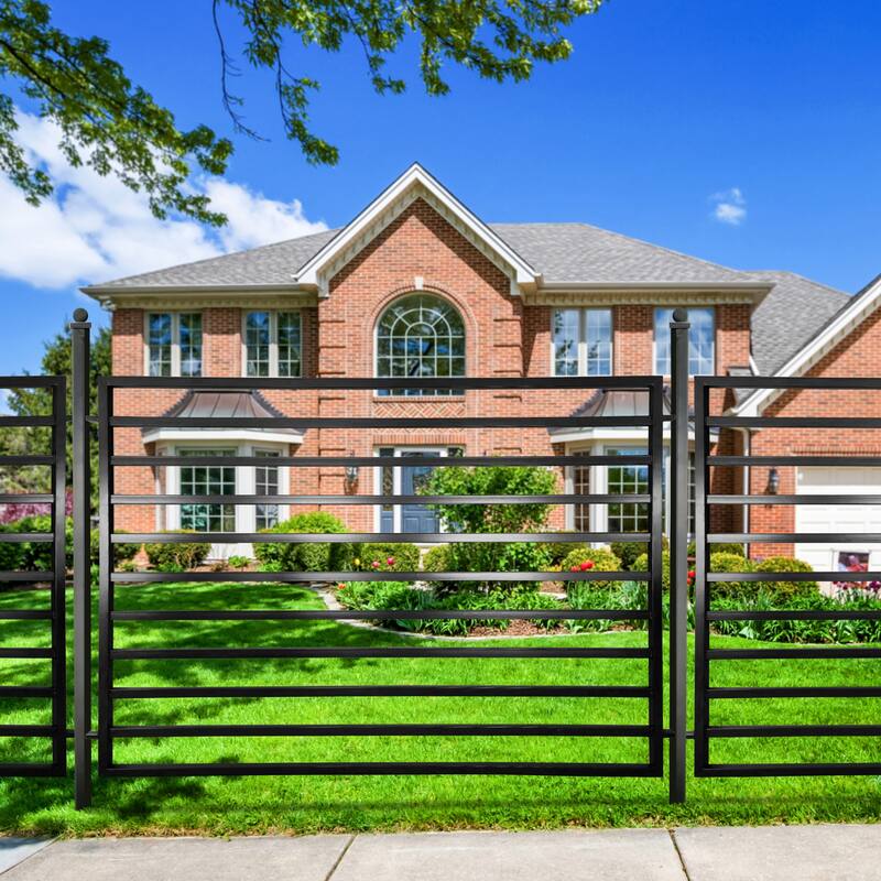ALEKO Yard Garden Powder Coated Steel Fence 8' x 5' Milan Style Black