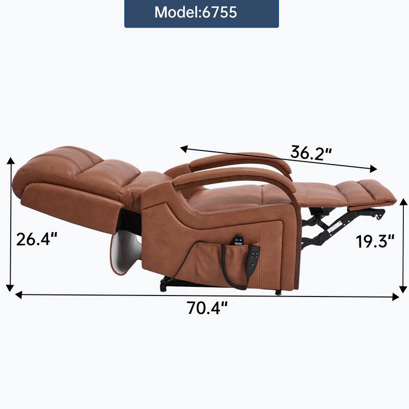 Power Leatheraire Lift Recliner Chair Dual Motor Infinite Position Up to 350 LBS with Solid Wood Armrests