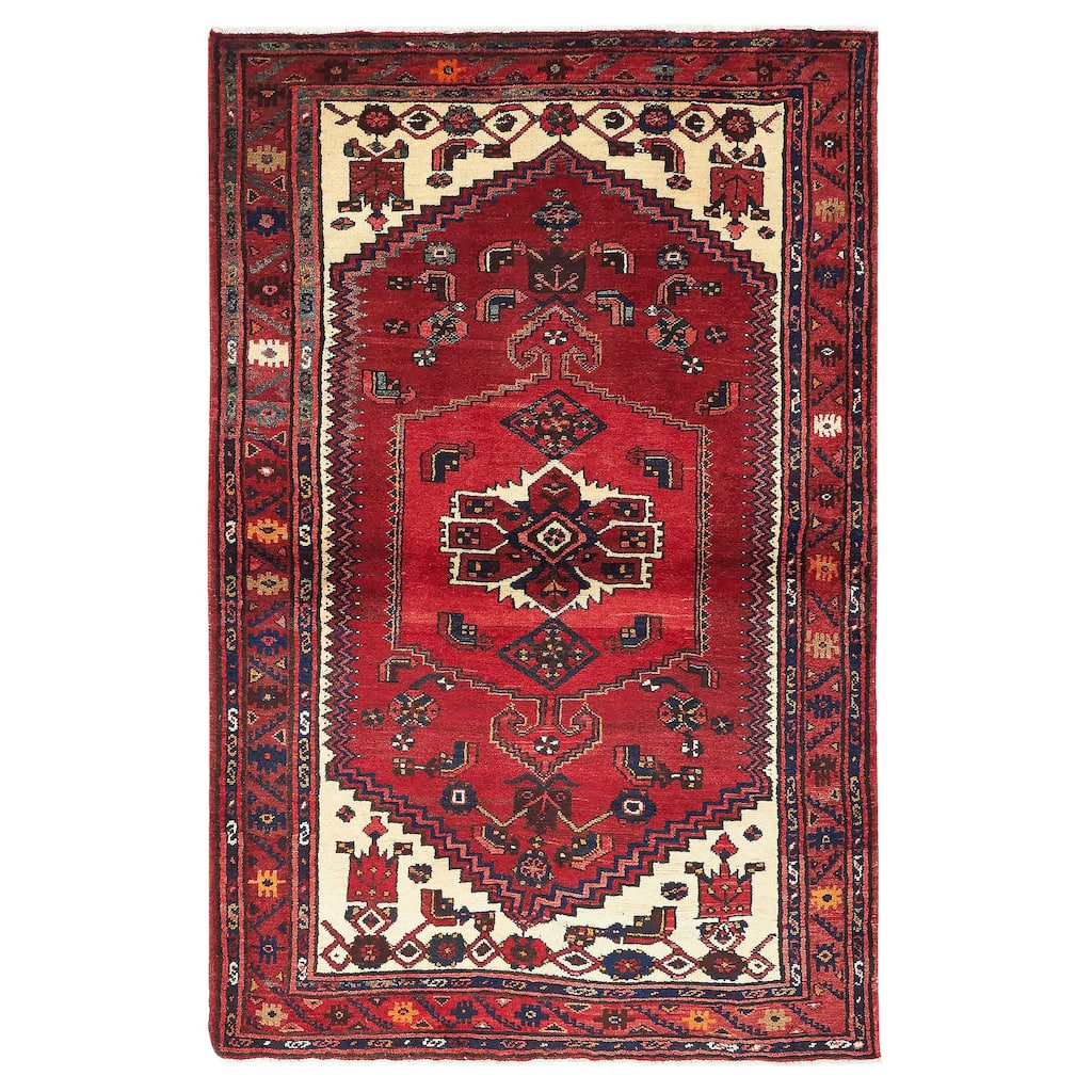 ECARPETGALLERY Hand-knotted Andelz Red Wool Rug - 4'3 x 6'9