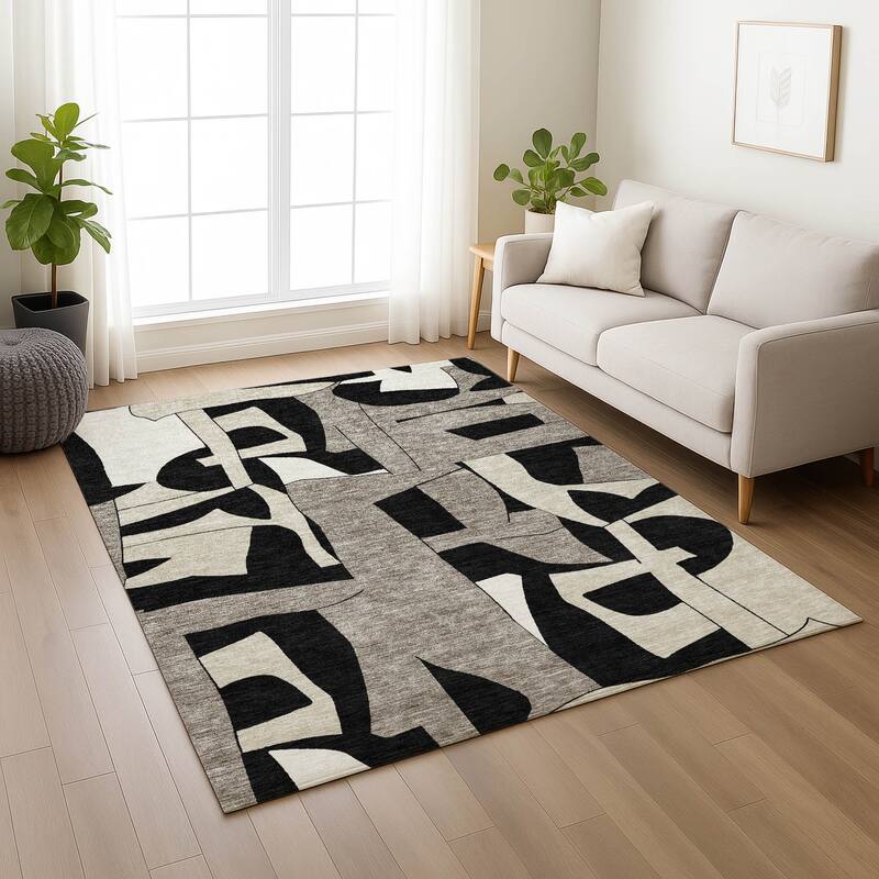 Machine Washable Indoor/ Outdoor Modern Crestone Chantille Rug