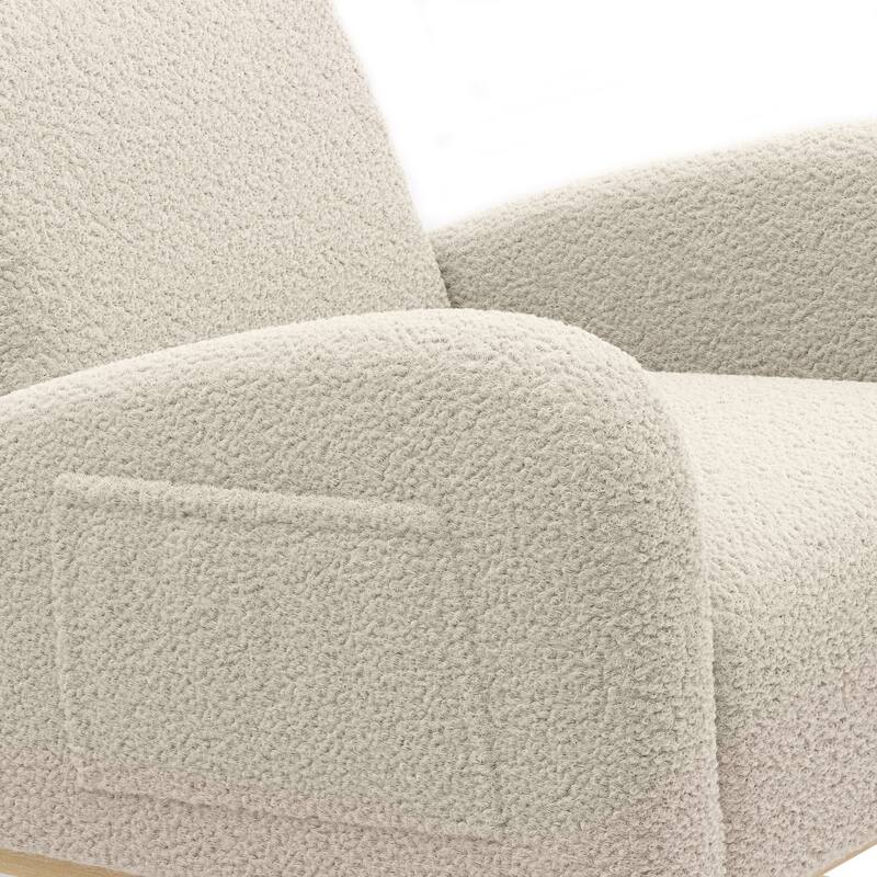Modern Teddy Fabric Rocking Chair With Right Pocket For Indoor