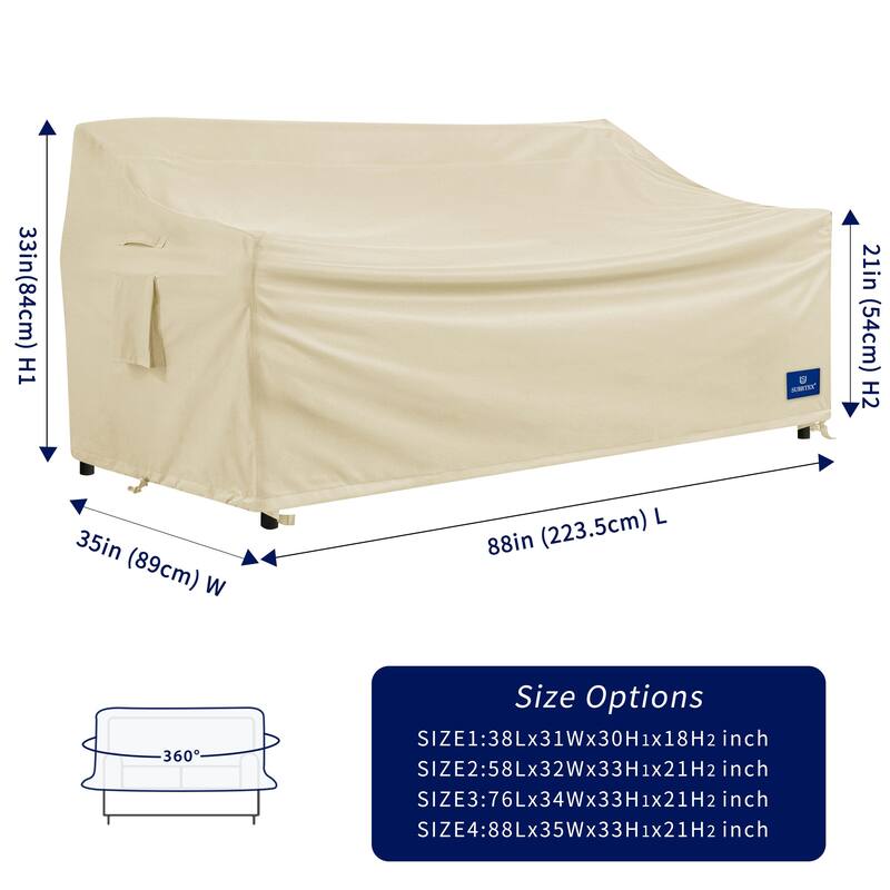 Subrtex Outdoor Sofa Cover Waterproof Couch Cover Patio Furniture Protector