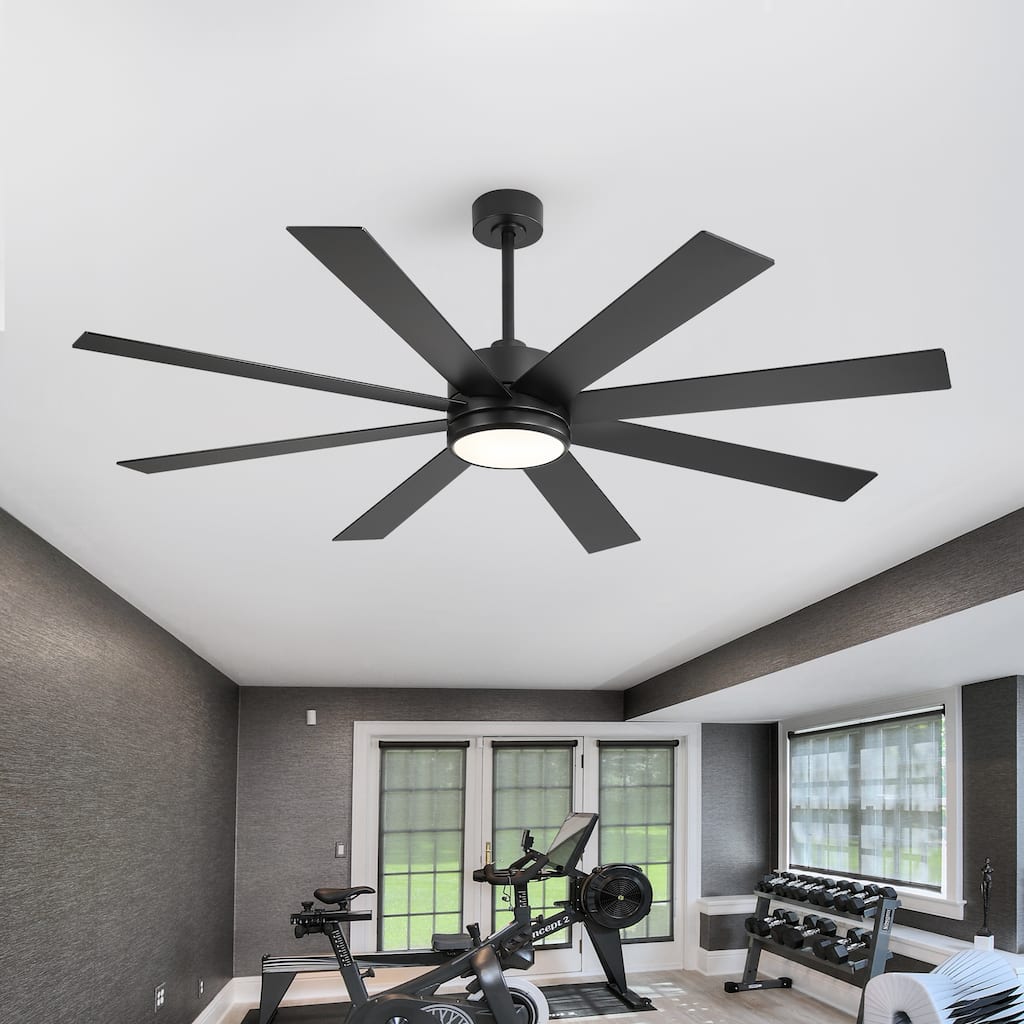 65" Ceiling Fan with LED Light, 6-Speed DC Motor, Remote Control, 3 Color Temps, Reversible Motor, 8 Blades,Timer - 65 Inches