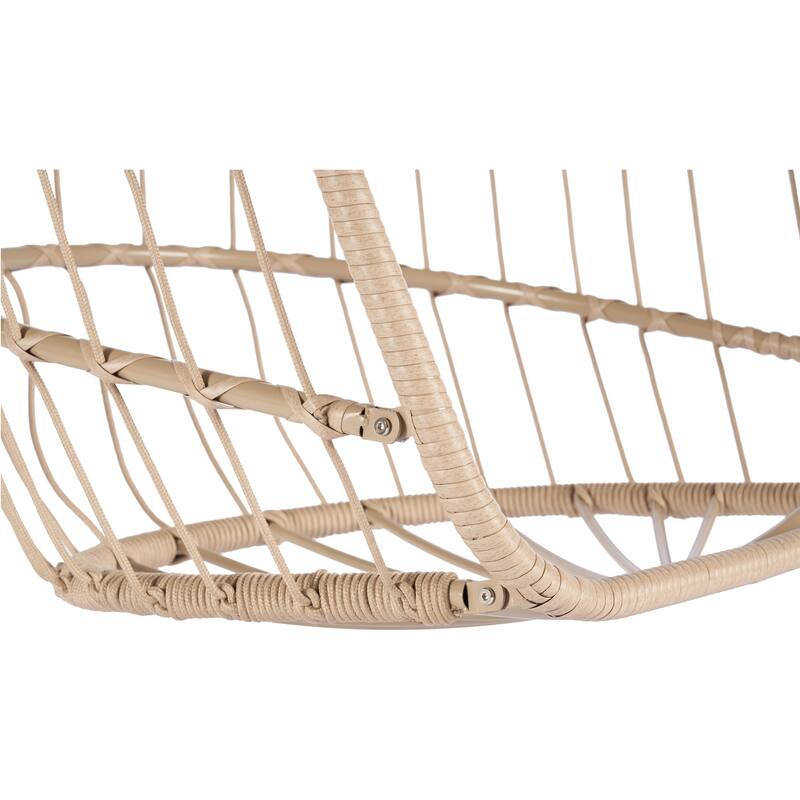 Rattan Egg Hanging Chair with UV-Resistant PE Wicker with Wood Frame and Waterproof Cushion