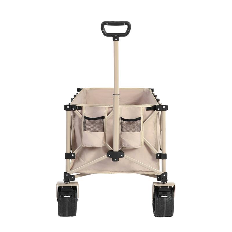 Foldable Wagon with All-Terrain Wheels & Drink Holders, 220lb Capacity