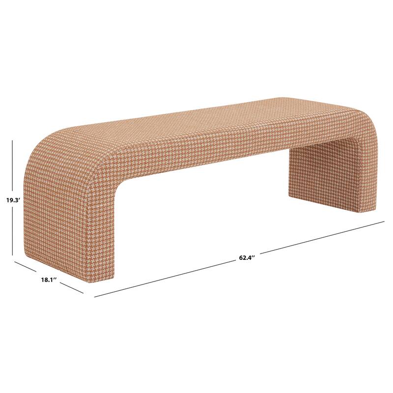 SAFAVIEH Couture Tuyet Curved Waterfall Upholstered Bench (Fully Assembled) - 62" Wx18" Dx19" H - 62"W x 18"D x 19"H