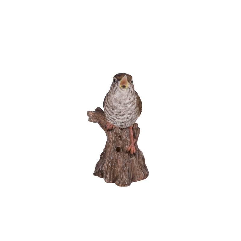 5.25" Brown Motion Activated Singing Troglodyte Stump Figurine