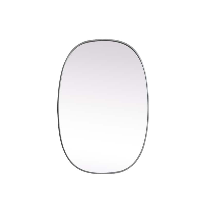 Indigo Home Metal Frame Oval Mirror 27x40 Inch - Silver