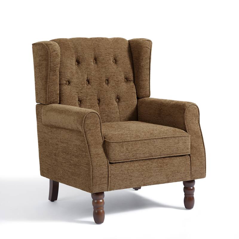 Button-Tufted Accent Chair Wingback Armchair - 38"H