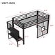 preview thumbnail 7 of 10, Twin Metal Low Loft Bed with Storage Staircase, Guardrails and Iron Mesh, Black