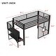 preview thumbnail 7 of 5, Twin Size Low Loft Bed Frame with Storage Staircase, Iron Mesh, Guardrails Full-length - Black Metal Bed Large Space Underneath