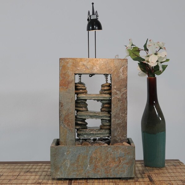 Sunnydaze Rock Towers Slate Tabletop Fountain With Led Sunnydaze Rock Towers Slate Tabletop Fountain With Led Spotlight 20 Inch