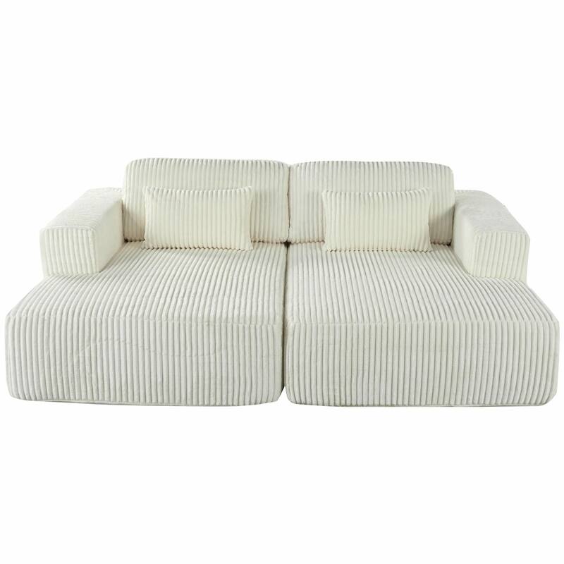 Corduroy Double Sofa Bed with 2 Pillows