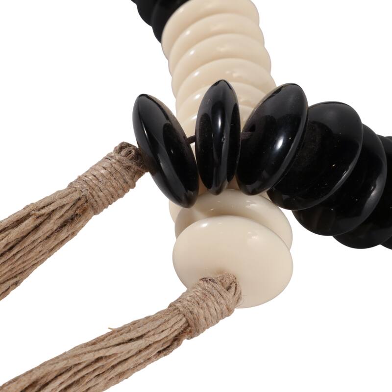 Polyresin Jute Beads Woven Decorative Contemporary - 1" Ivory/Black - 40" x 1.25" x 1.25"