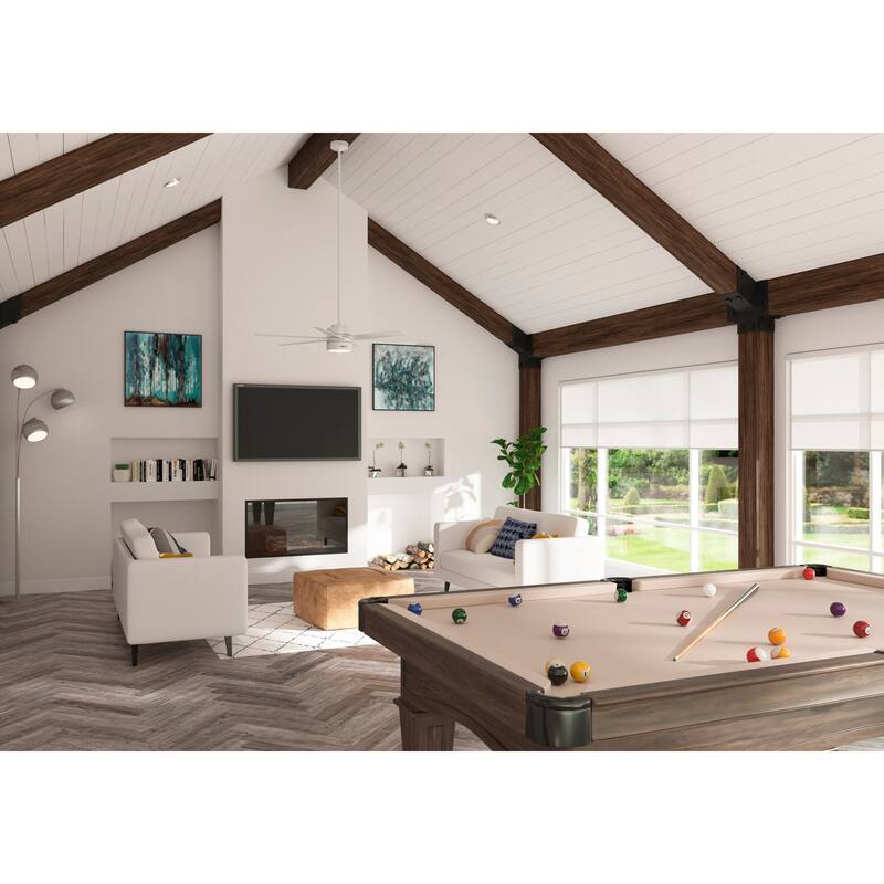 Hunter 72" Solaria Outdoor Damp-Rated Ceiling Fan with LED Light, Wall Control - Industrial, Modern - ENERGY STAR!