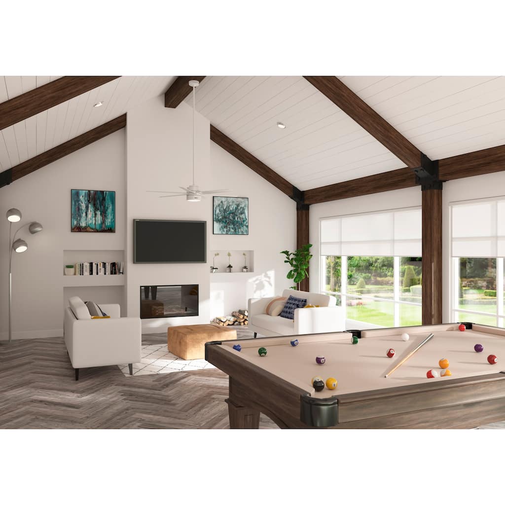 Hunter 72" Solaria Outdoor Damp-Rated Ceiling Fan with LED Light, Wall Control - Industrial, Modern - ENERGY STAR!