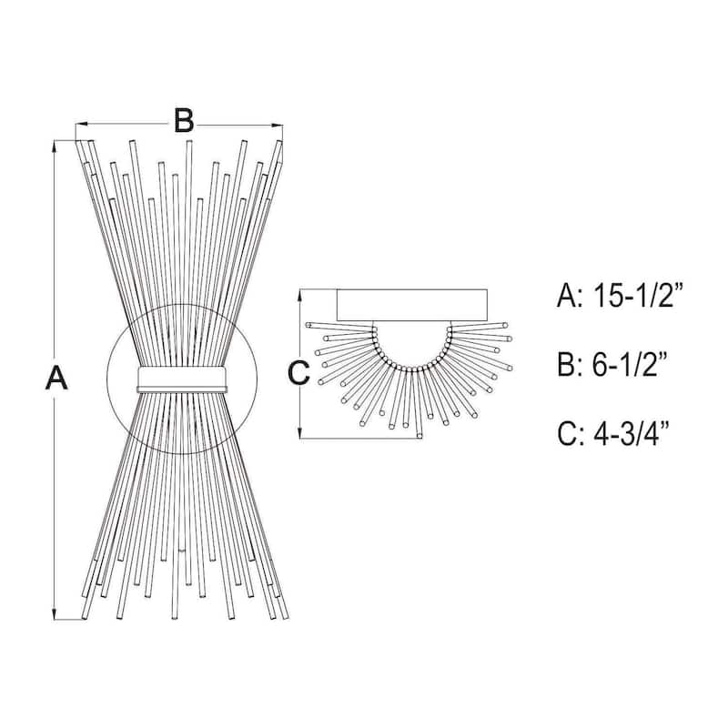 Mid-Century Wall Sconce - Dimmable Candelabra Lighting, Gold Finish, Reversible Mount, 6.5" Wide - 15.5