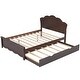 preview thumbnail 8 of 24, Full Platform Bed with Headboard & Twin Trundle - Pine Wood Frame, Cappuccino