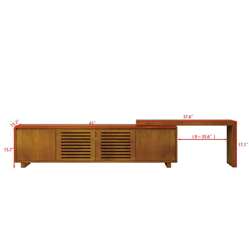 Mid-Century Modern Extendable TV Stand for TVs up to 75",Media Console TV Cabinet with Storage & Adjustable Panel