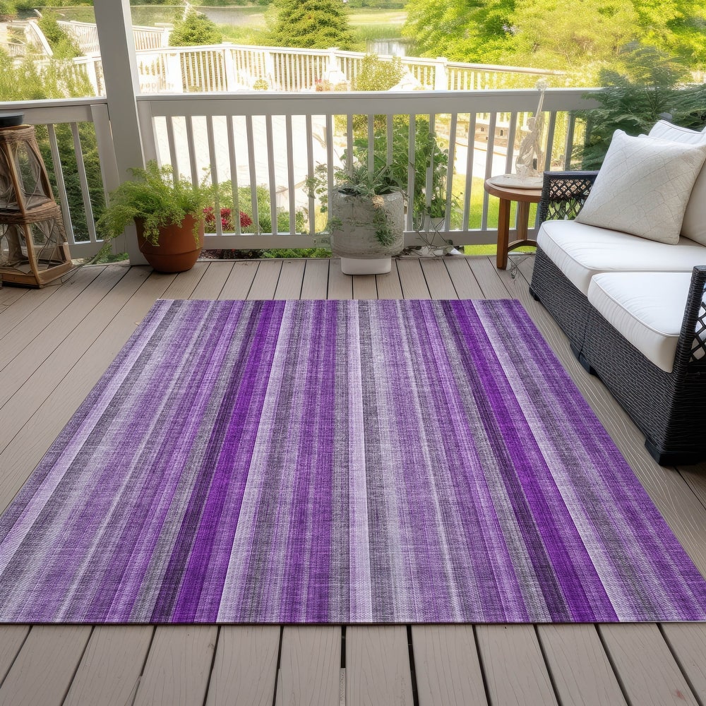 Machine Washable Indoor/ Outdoor Striped Chantille Rug