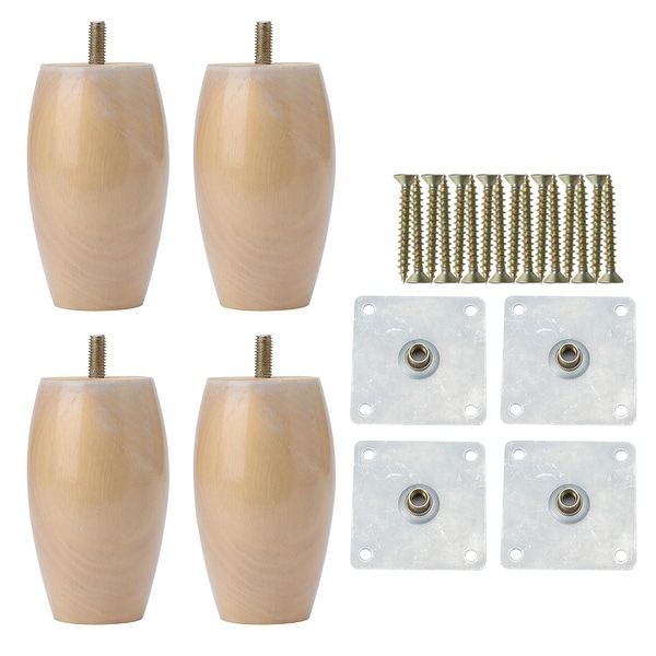 4 Round Solid Wood Furniture Leg Table Sofa Feet Adjuster 4 Round Solid Wood Furniture Leg Table Sofa Feet Adjuster Replacement Set