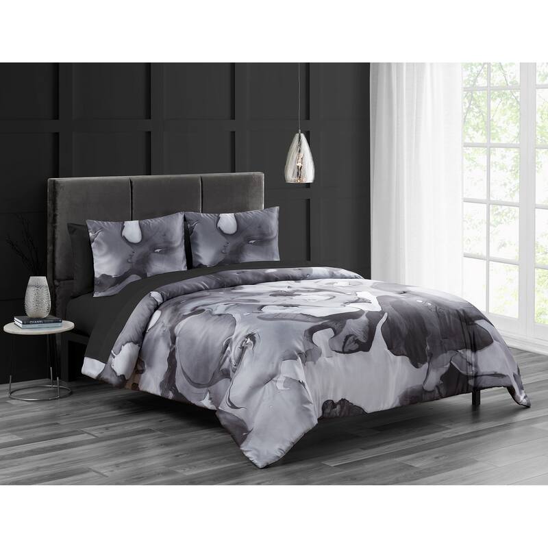 Midnight Marble 7 Piece Black Marble Bed in a Bag