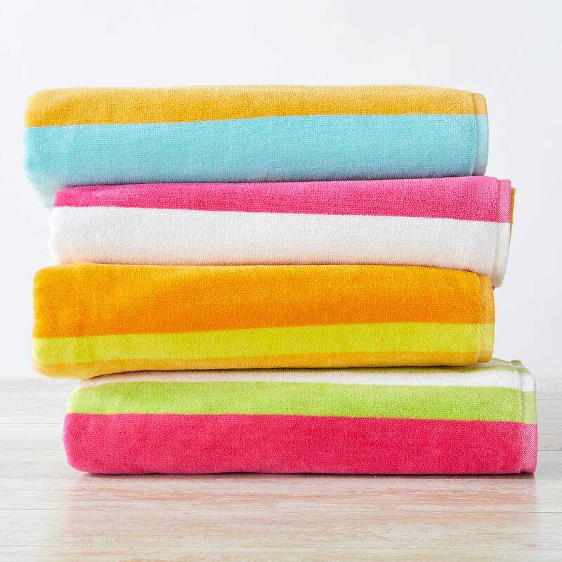 Luxurious Cotton Vibrant Colored Striped Beach Towel