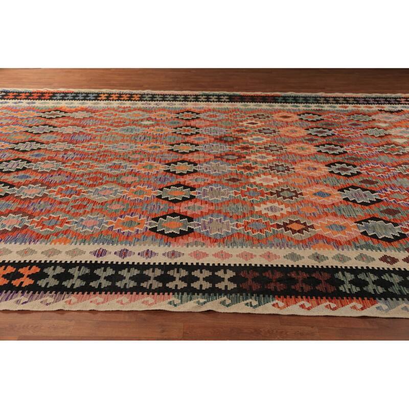 Southwestern Kilim Oriental Large Rug Hand-Woven Wool Carpet - 10'5"x 15'9"