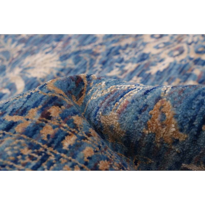 ECARPETGALLERY Hand-knotted Heritage Dark Blue Silk, Wool Rug - 6' 1" x 9' 3"