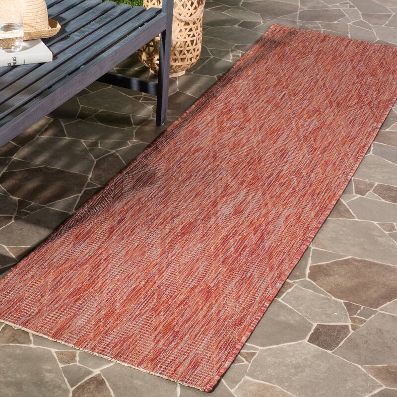 SAFAVIEH Courtyard Marolyn Indoor/ Outdoor Waterproof Patio Backyard Rug - 2'3" x 10' Runner - Red/Red