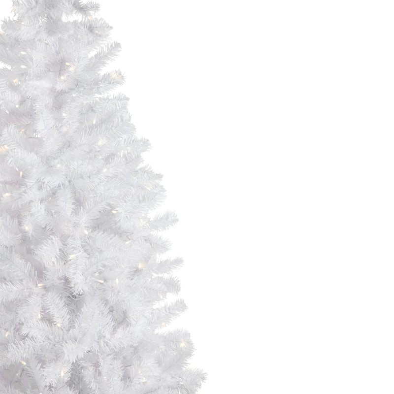 7.5' White Georgian Pine Pencil Artificial Tree Warm White LED - 7.5 Foot