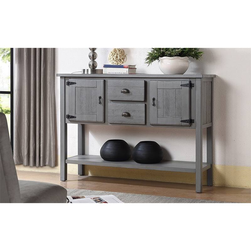 Solid Wood Sideboard Console Table with Drawers Cabinets and Bottom Shelf