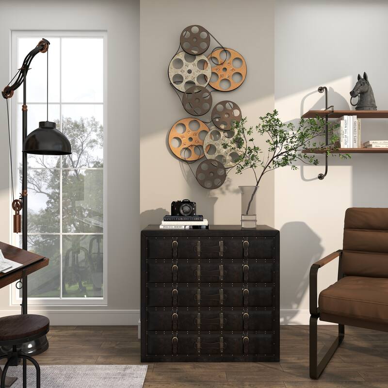 Multi Colored Metal Vintage Movie Reel Film Home Wall Decor