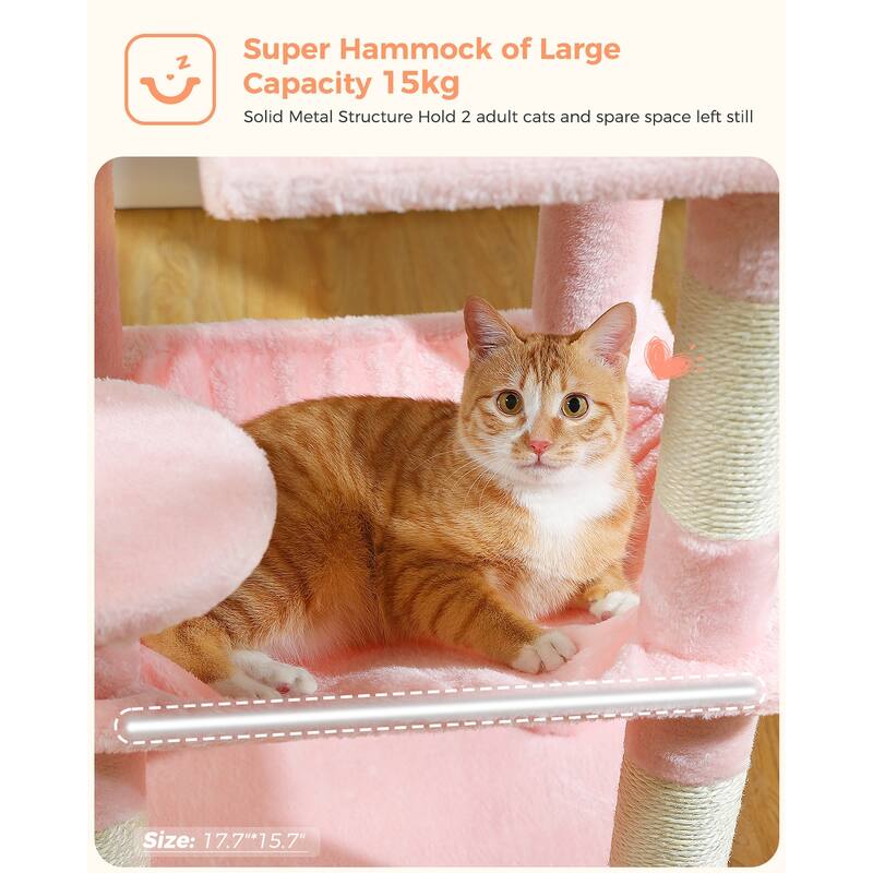 5-Level Cat Tree with Hammock, Condo, Top Perch & 4 Scratching Post