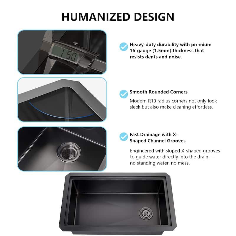 WOWOW Drop-In Single-Bowl Kitchen Sink in Modern