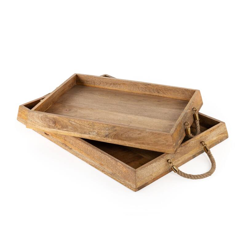 Caydence Rectangle Wood Trays, Set of 2 - 24.5" x 17" x 2.5"