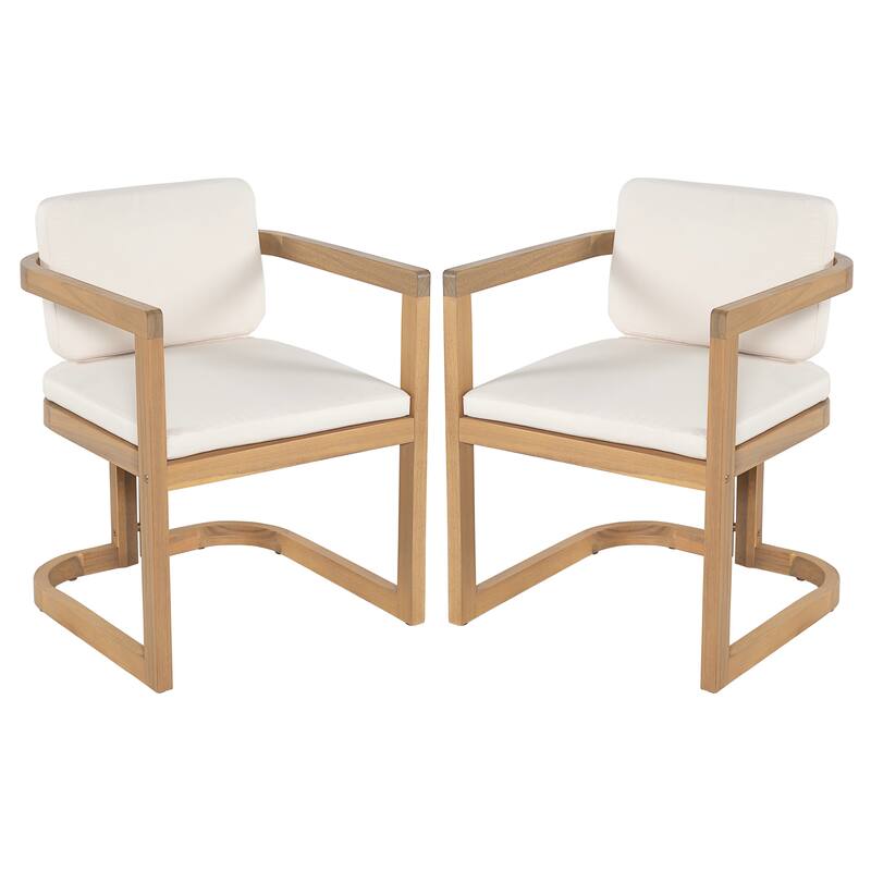 Christopher Knight Home - Outdoor Acacia Wood Dining Chairs with Cushions - Set of 2