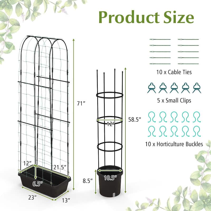 Gymax 2 Pack Garden Planters w/ Trellis Adjustable Height &