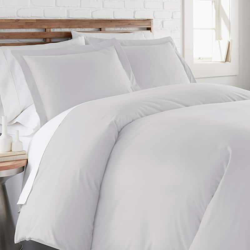 Vilano Classic Ultra-soft Duvet Cover Set - Light Grey - Full - Queen