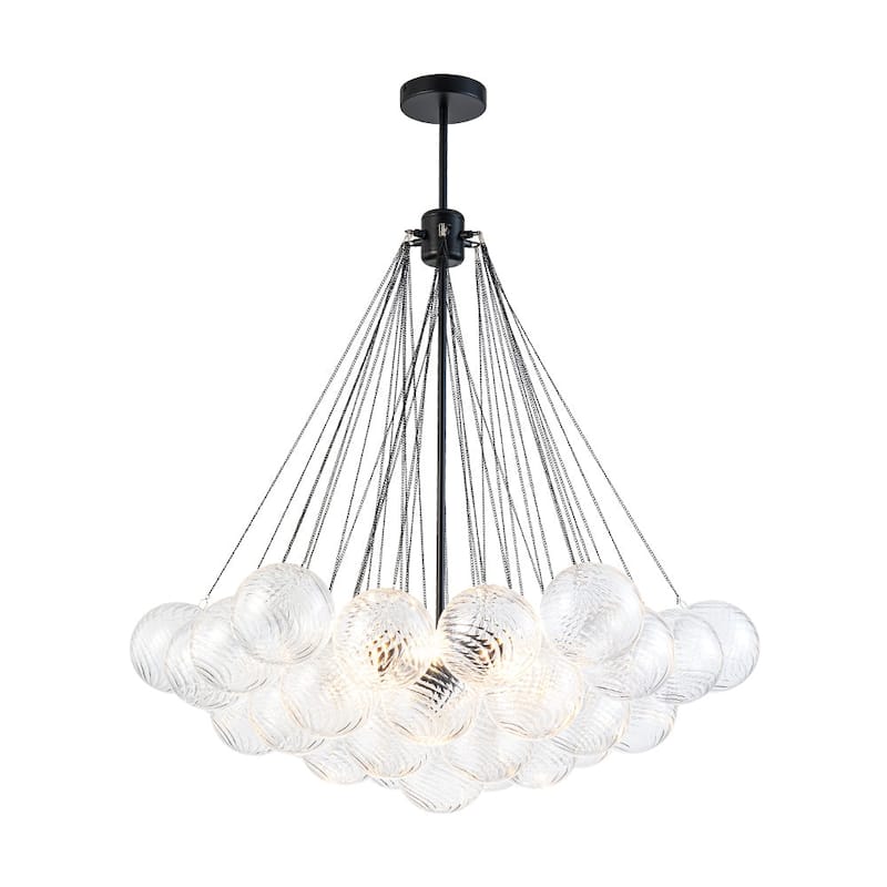 Modern 3-light Clear Ribbed Glass Globe Bubble Chandelier