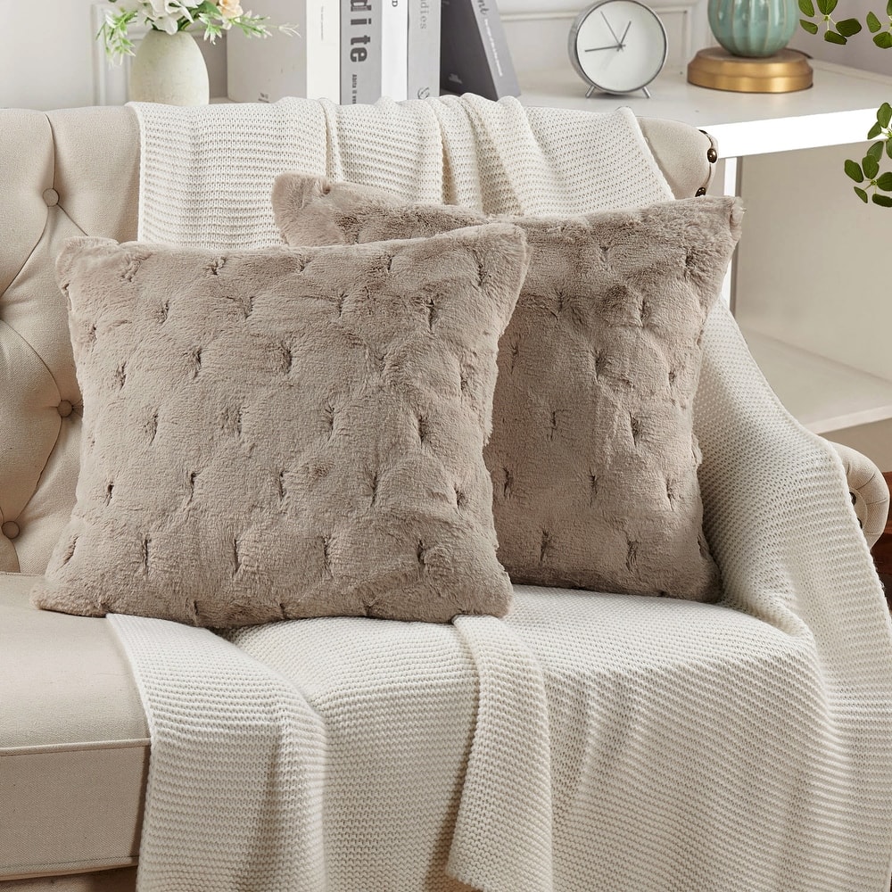 Serenta JacquardRabbit FauxFur Pillow Cover 2 Piece, NO INSERT