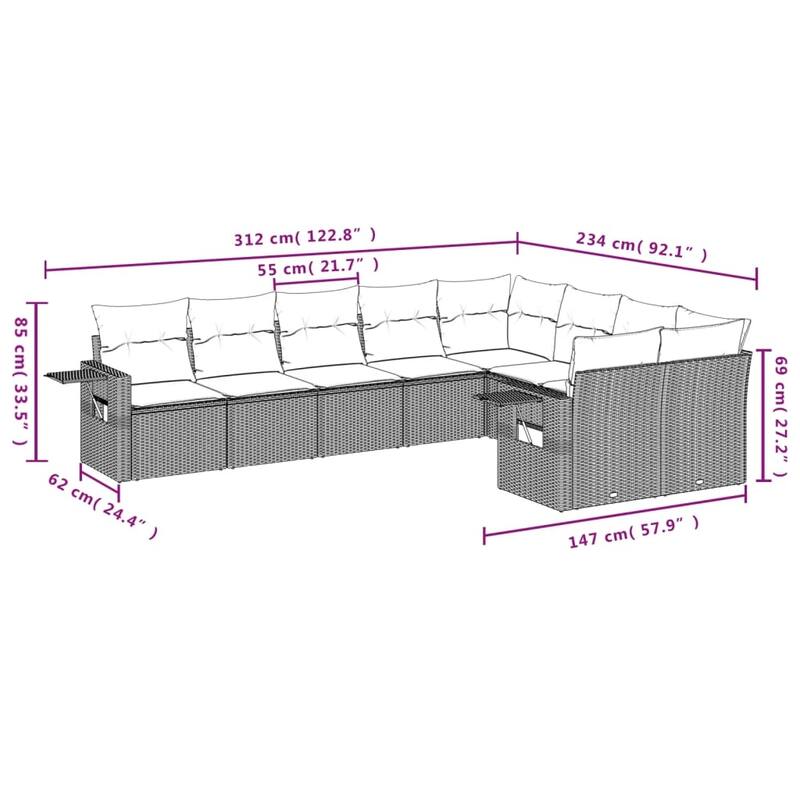 vidaXL Garden Sofa Set Black