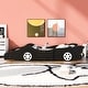 preview thumbnail 2 of 28, Children's Platform Bed Twin Size Racing Car Bed with Guardrail, Pine Wood Frame, Slats Support and Fun Wheel Design
